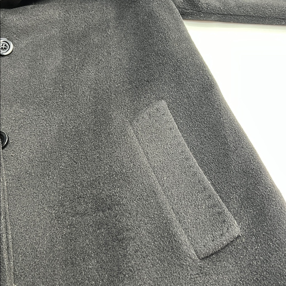 Cinzia Rocca Classic virgin wool Black Pea Coat career quality mature timeless S - Picture 9 of 12